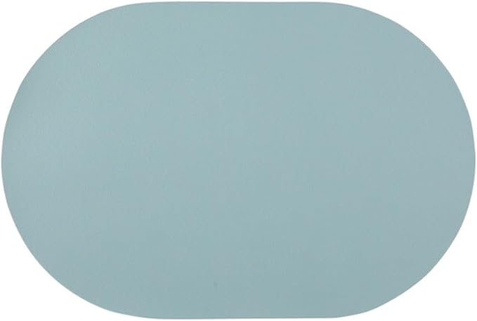 Leather Placemat Oval Oil-Proof Table Mat Home Dining Kitchen Table Placemat Design Dining Waterproof Heat Home Decor(Mist Blue)
