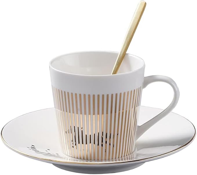 Mirror Cups and Saucers, Mirror Reflection coffee mug, Ceramic Coffee Mug with Saucer Set, Tea Cups and Saucers Sets for Women Wedding Party Afternoon Tea （M-Horse）
