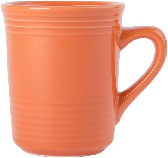 Tuxton China CPM-085 Gala Mug, 8 oz., 3" dia. x 3-7/8"H, microwave & dishwasher safe, oven proof, fully vitrified, lead-free, ceramic, TuxCare, DuraTux, Concentrix, Papaya, Pack of 12