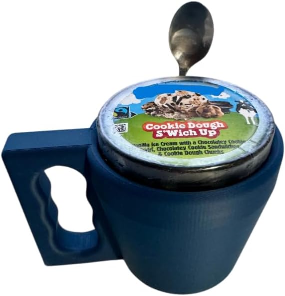 Ice Cream Pint Holder with Ergonomic Handle and Spoon Slot – No More Cold Hands or Mess – Fits Standard 16oz Pints – Colorful and Functional – Push-Up Base for Easy Removal (Glow in the Dark)