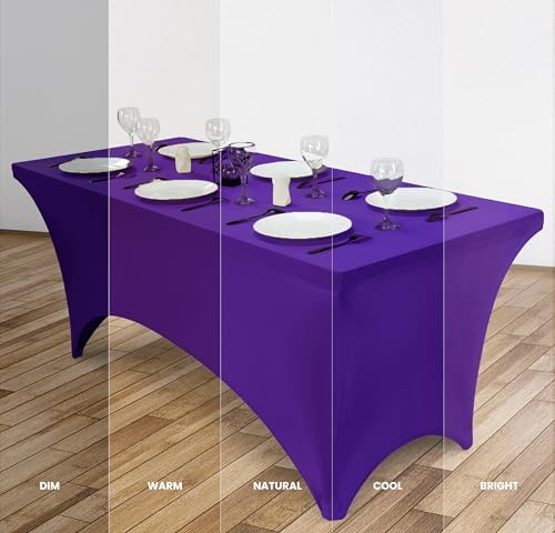Utopia Kitchen Spandex Tablecloth 1 Pack [6FT, Purple] Tight, Fitted, Washable and Wrinkle Resistant Stretch Rectangular Patio Table Cover for Event, Wedding, Banquet & Parties [72Lx30Wx30H Inch]