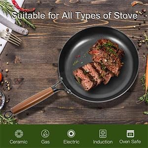 AUDANNE Nonstick Pots and Pans Set, 9 Pieces Non Stick Kitchen Cookware, Cooking Skillets Include Frying Pan with Lid, Saucepan, Casserole, Spoon, Turner Spatula, PFOA Free for Induction, Black