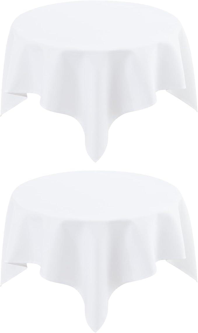 2 Pack Small Square Table Cloth 36X36 Inch White Washable Fabric Tablecloth Polyester Solid Table Cover for Night Stand End Table Side Table Outdoor Indoor