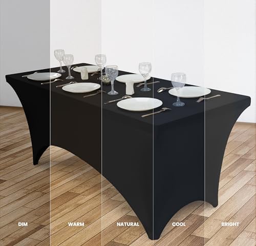 Utopia Kitchen Spandex Tablecloth 1 Pack [4FT, Black] Tight, Fitted, Washable and Wrinkle Resistant Stretch Rectangular Patio Table Cover for Event, Wedding, Banquet & Parties [72Lx30Wx30H Inch]