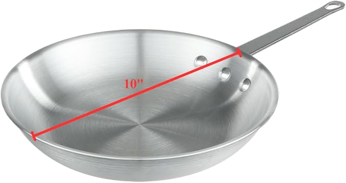 Chef Approved 10" Fry Pan | Fry Sauté Steak Pan Skillet with Firm Grip Rivet Handle for Kitchen Restaurant Diner Buffet | Gas Oven Ceramic Cooktop Compatible | Hand Wash Only, Aluminum, Natural Finish