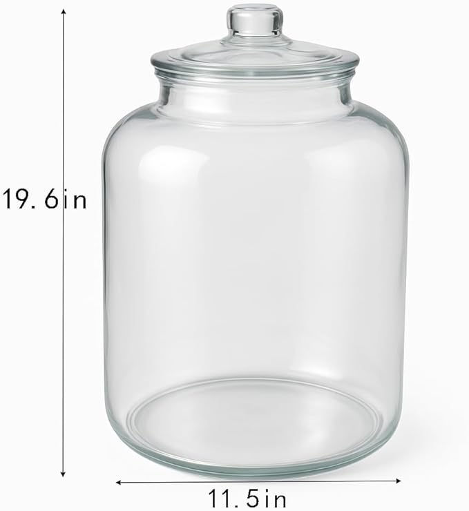 Large Glass Jars with Lids, 5.5 Gallon Glass Canisters - Super Wide Mouth Glass Jar Heavy Duty Glass Storage Jars with Lid for Storing Flour, Rice