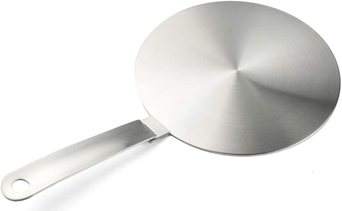 Induction adapter, converter disc for induction cooking plate, heat diffusion plate with detachable handle and base, 20 cm………