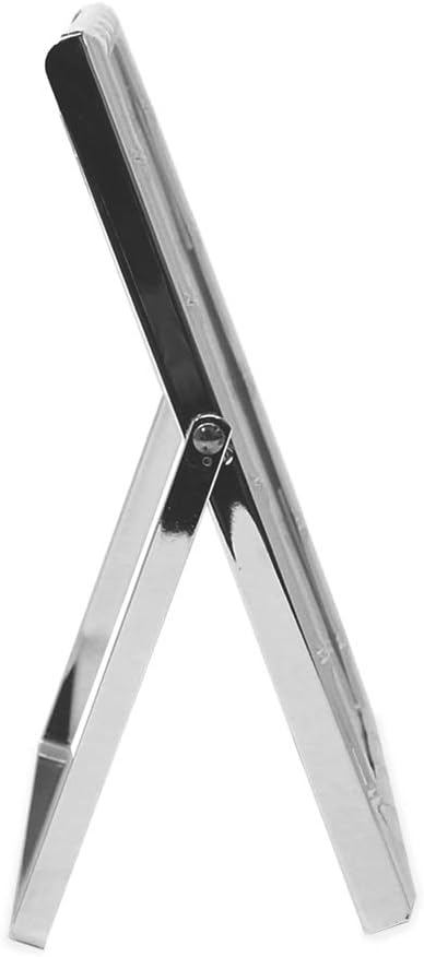 Laura Ashley 5x7 Silver Bamboo Metal Picture Frame (Vertical) with Pull-Out Easel Stand, Made for Tabletop, Counterspace, Shelf and Desk