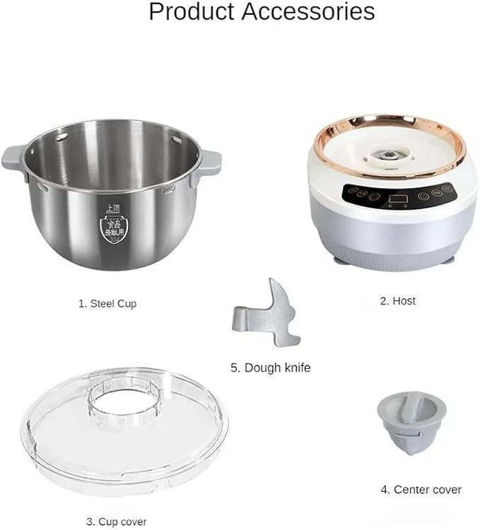 5L/7L Heavy Duty Spiral Dough Mixer - Commercial Grade Bread Maker & Dough Maker, Electric Mixing Machine with Stainless Steel Bowl (Grey-7L)