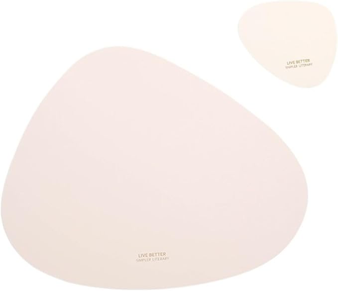 Drop-Shaped Placemat Plate Mat Food Grade Leather Table Pad Waterproof Heat Insulation Kitchen Gadget Easy Cleaning(White)