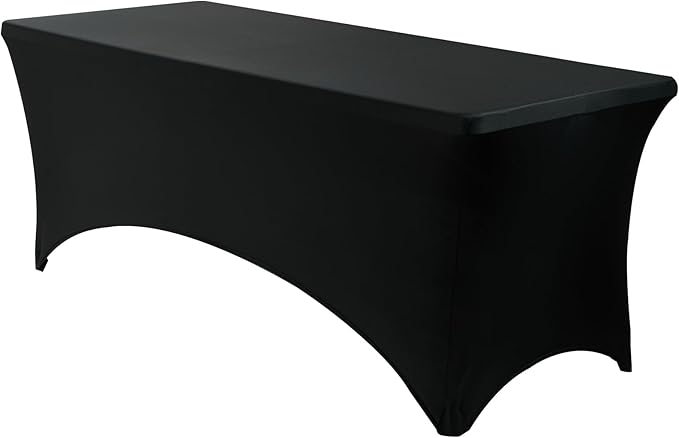 VidaFete Spandex Tablecloth 4FT, Fitted Stretch Table Cover for Rectangle Tables, Wrinkle Resistant and Washable Tablecloths for Outdoor, Picnic, Party, Wedding, Banquet, Birthday, Black