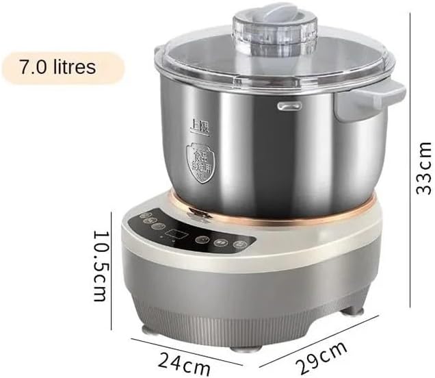 5L/7L Heavy Duty Spiral Dough Mixer - Commercial Grade Bread Maker & Dough Maker, Electric Mixing Machine with Stainless Steel Bowl (Grey-7L)