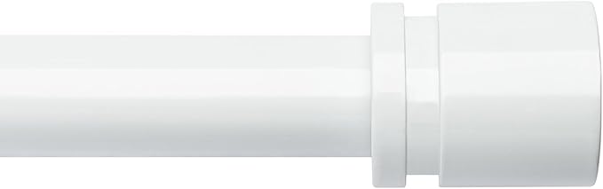 Curtain Rods for Windows 16 to 200 Inches Adjustable Length 1 Inch Diameter Window Curtain Rod with Aluminium End Cap, White