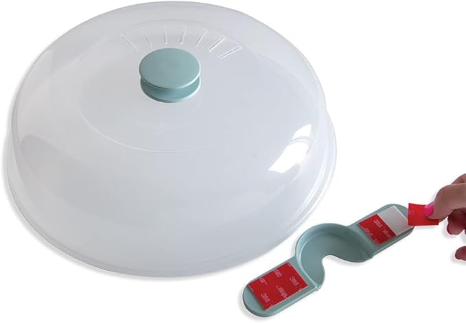 Nordic Ware Microwave Up & Away-Easy Stow - 11-inch Food Safe Lid, Plate Cover with Steam Vents, Anti-Splash Microwave Lid, Contains Moisture, Space-Saving Storage Bracket included