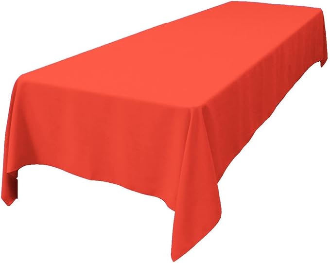 LA Linen Polyester Poplin Washable Rectangular Tablecloth, Stain and Wrinkle Resistant Table Cover 60x108, Fabric Table Cloth for Dinning, Kitchen, Party, Holiday 60 by 108-Inch, Coral