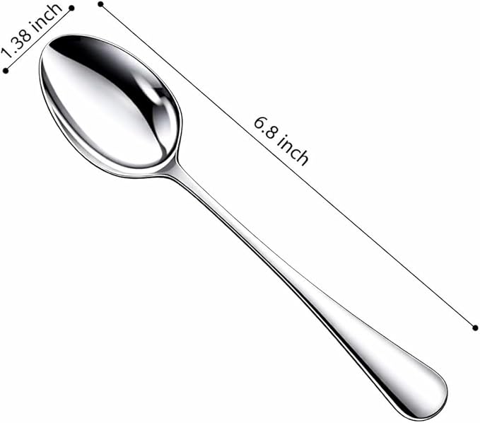 6 Pieces Heavy Duty Teaspoons Set,6.8" Tea Spoons Silverware,Food Grade Stainless Steel teaspoons,Small Spoons for Home, Kitchen, Restaurant,Mirror Polished and Dishwasher Safe