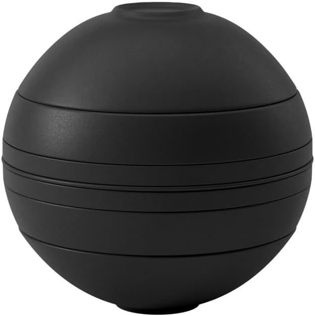 Villeroy & Boch Iconic Collection La Boule, 7-Piece Dinnerware Set for 2, Premium Porcelain, Made in Germany, Dishwasher Safe, 9.5 x 9 in, Black