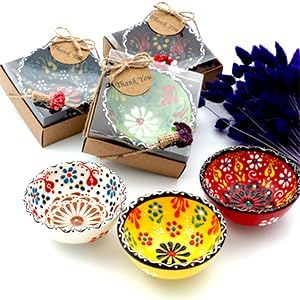 Bridal shower favors, 16 Set of Ceramic Bowls, Wedding Favors for Guests Bulk, Baby Shower Favors Bulk, Mexico Wedding Party Favors, 3.14 inches dimension (Kraft Box)
