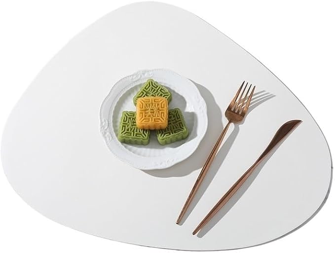 Leather Placemat Tableware Pad Oil Water Heat Insulation Non-Slip Tablemat Coaster for Kitchen Cup(White)