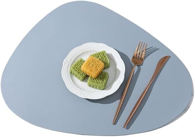 Leather Placemat Tableware Pad Oil Water Heat Insulation Non-Slip Tablemat Coaster for Kitchen Cup(Gray)