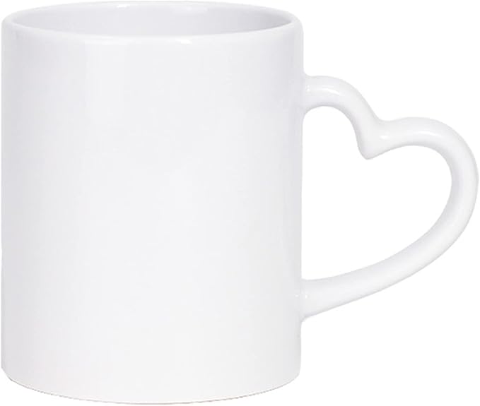 DIY Customized Ceramic Mug Personalized Coffee Milk Cup 350ML Creative Present Gift Print Picture Photo Logo Text(Heart-Shaped Handle)