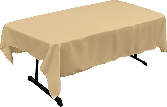 LA Linen Polyester Poplin Washable Rectangular Tablecloth, Stain and Wrinkle Resistant Table Cover 60x84, Fabric Table Cloth for Dinning, Kitchen, Party, Holiday 60 by 84-Inch, Khaki
