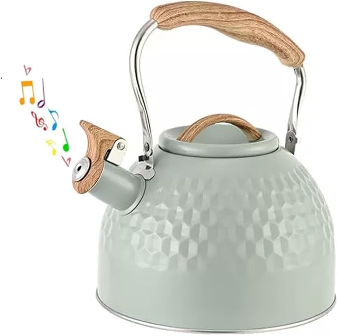 Tea Kettle Stovetop Whistling Teakettle Teapot, Stainless Steel, 3L (Green)