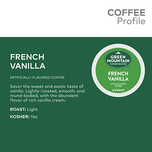 Green Mountain Coffee Roasters French Vanilla, Single-Serve Keurig K-Cup Pods, Flavored Light Roast Coffee, 24 Count