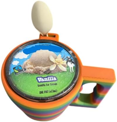 Ice Cream Pint Holder with Ergonomic Handle and Spoon Slot – No More Cold Hands or Mess – Fits Standard 16oz Pints – Colorful and Functional – Push-Up Base for Easy Removal (Dark Blue)