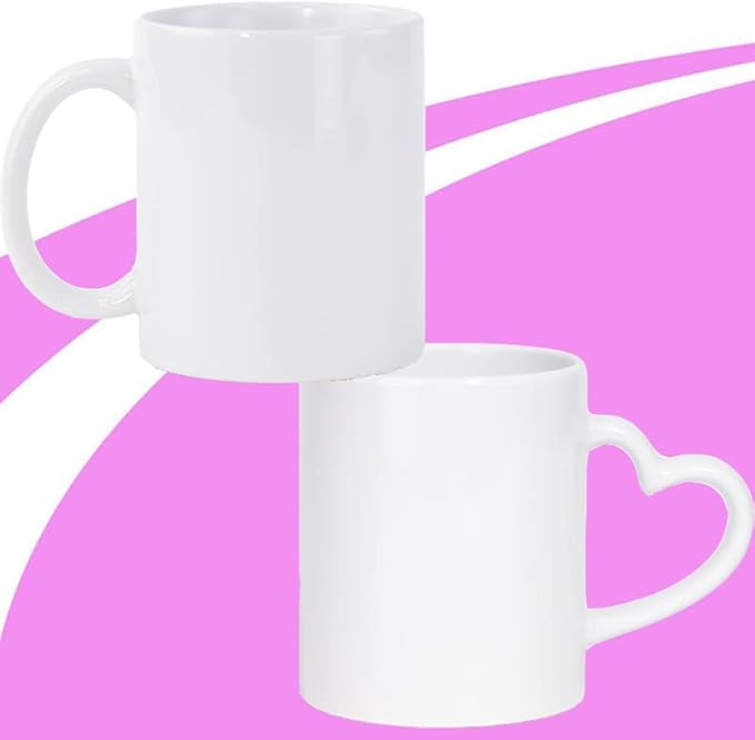 DIY Customized Ceramic Mug Personalized Coffee Milk Cup 350ML Creative Present Gift Print Picture Photo Logo Text(Heart-Shaped Handle)