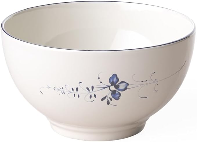 Villeroy & Boch Vieux Luxembourg Rice Bowl, 20 oz, Premium Porcelain, White/Blue