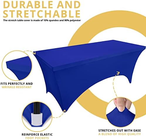 Utopia Kitchen Spandex Tablecloth 10 Pack [6FT, Royal Blue] Tight, Fitted, Washable and Wrinkle Resistant Stretch Table Cloth Rectangle Cover for Trade Show, Weddings & Parties [72Lx30Wx30H Inch]