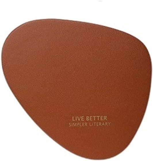 Decorative Coffee Coasters PU Leather Placemat European Style Table Mat Home Decoration(Brown Small)