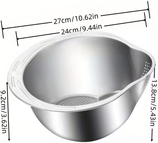 Upgrade Your Kitchen With This Modern Design 304 Stainless Steel Rice Colander – Fine Mesh Strainer, Durable, Rust-Resistant, Ideal for Washing and Draining Rice, Vegetables, Fruits and More