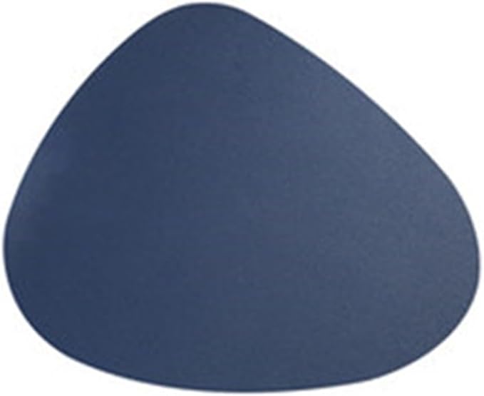 Leather Droplet Shape Mat Coaster Solid Color Heat Coffee Placemat Minimalist Non-Slip Table Mat Kitchen Accessories(Dark Blue)