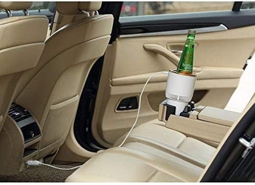 2-in-1 Car Cup Cooler Warmer Smart Temperature Control Travel Coffee Car Cup Holder, Smart Car Tumbler Holder Suitable for Coffee, Baby Bottles, Water, Tea, Drinks (White and Gold)