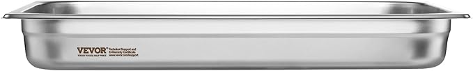 VEVOR 6 Pack Stainless Steel Hotel Pans,2.5-Inch Deep 0.8mm Thick Commercial Food Pans, Anti-Jam Catering Trays for Steam Tables, for Home, Party, Restaurant, Hotel, Buffet