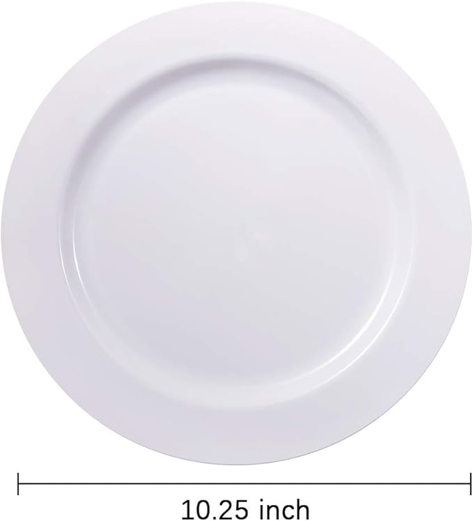 bUCLA 100PCS White Plastic Plates-10.25inch Disposable Dinner Plates-Premium Party&Wedding Plates