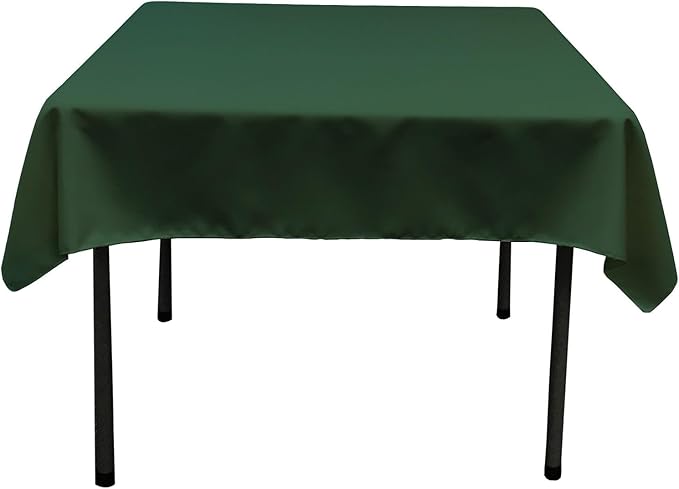 LA Linen Polyester Poplin Washable Square Tablecloth, Stain and Wrinkle Resistant Table Cover 58x58, Fabric Table Cloth for Dinning, Kitchen, Party, Holiday 58 by 58-Inch, Hunter Green