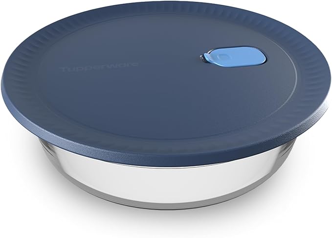Tupperware Voila Glass Round Food Storage – Airtight Baking Dish, 1.8 qt / 1.7 L