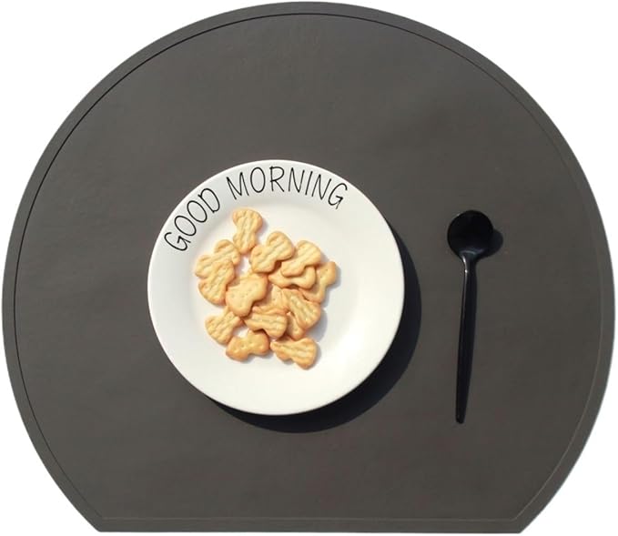 Silicone Tableware Pad Waterproof Placemat Table Mat Heat Insulation Anti-Skidding Washable for Kitchen Dining(Dark Gray)