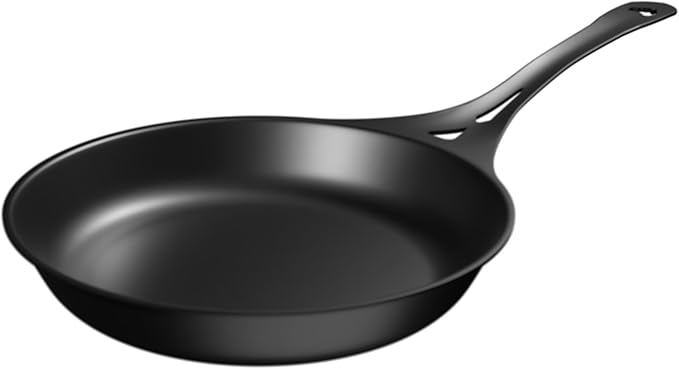 SOLIDTEKNICS AUS-ION Lightning Long Handle Skillet with Lil Flippa & Pan Scraper, 9.5 Inch Naturally Seasoned Versatile Iron Pan for Everyday Frying, Camping, BBQ & Oven Safe Cooking