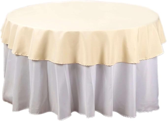Efavormart Round Tablecloth, 70 Inch Stain & Wrinkle Resistant Washable Table Cloth, Decorative Polyester Fabric Table Cover for Banquet, Wedding, Dining- Beige