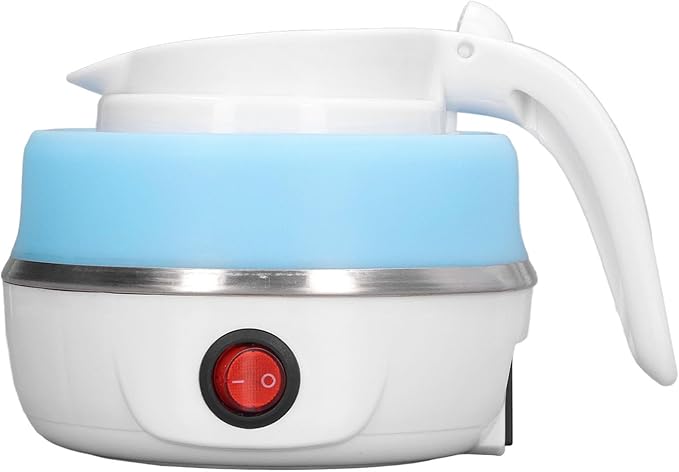 Folding Electric Kettle, 0.6L 400W US Plug 110V Slim Foldable Design for Travel Portable Hot Water Kettle (Blue)