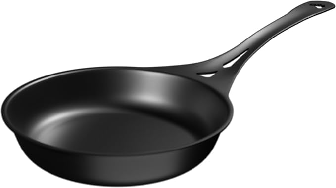 SOLIDTEKNICS AUS-ION Lightning Long Handle Skillet with Lil Flippa & Pan Scraper, 8 Inch Iron Frying Pan - Food-Safe, Naturally Seasoned, Lightweight & Durable Cookware, Made in Australia