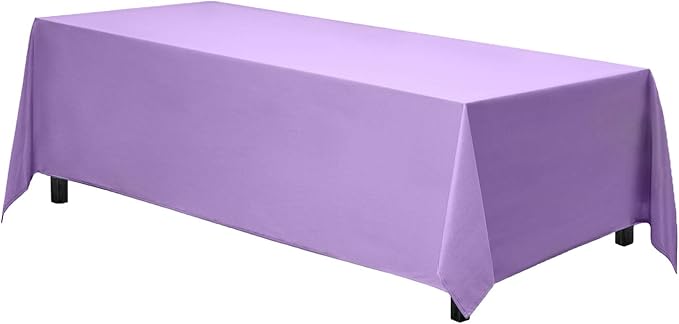 Gee Di Moda Rectangle Tablecloth - 90 x 132 Inch Lavender Table Cloth for 6 Foot Tables with Floor-Length Drop - Heavy Duty Washable Fabric for Holiday Party, Dinner, Weddings & Baby Shower