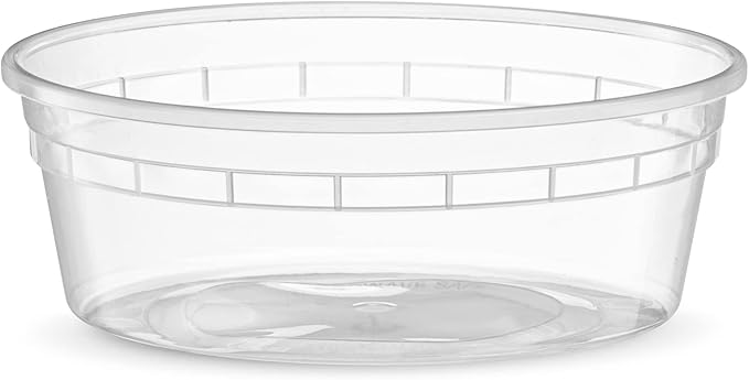 8 OZ - 24 Sets Plastic Deli Food Storage Containers with Airtight Flexible Lids Microwavable, Leak Free, Washable, Freezer Safe.