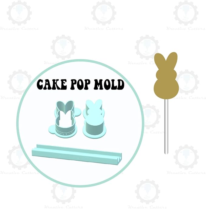 Standard Bunny Cake Pop Mold | Options: Cutter, Popper, Multi Popper and 9in Tray (Single Cake Pop Mold with Tray)