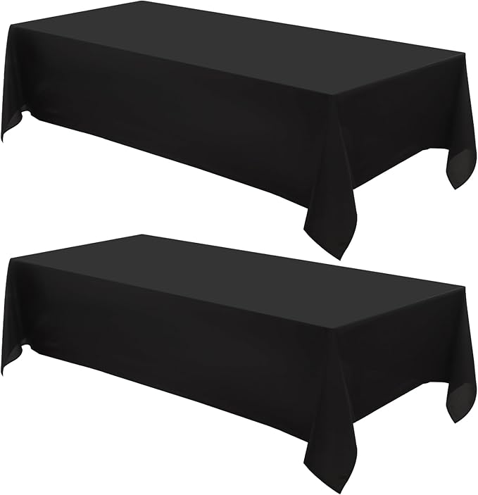 Rectangle Tablecloths 60x120 Inch 2 Pack Black Tablecloth for 6ft Washable Decorative Linen Polyester Table Cloths for 8ft Dining Table Banquets Buffet Parties and Wedding