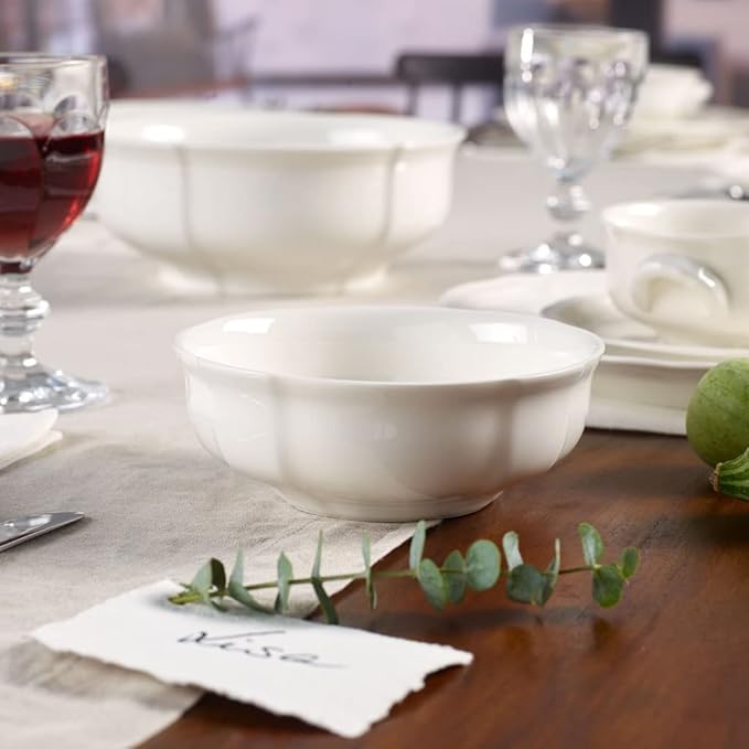 Villeroy & Boch Manoir Collection Dessert Bowl, Premium Porcelain, Made in Germany, 12 oz Capacity, 5.75 x 2 in, Rich, Creamy White